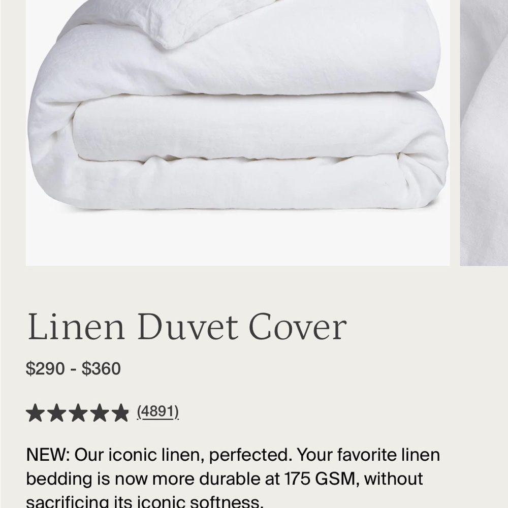 Parachute Linen Duvet Cover, White, size King